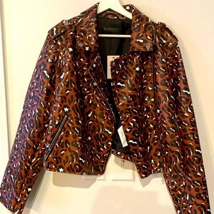 ELOQUII FAUX Leather Cheetah Print Jacket